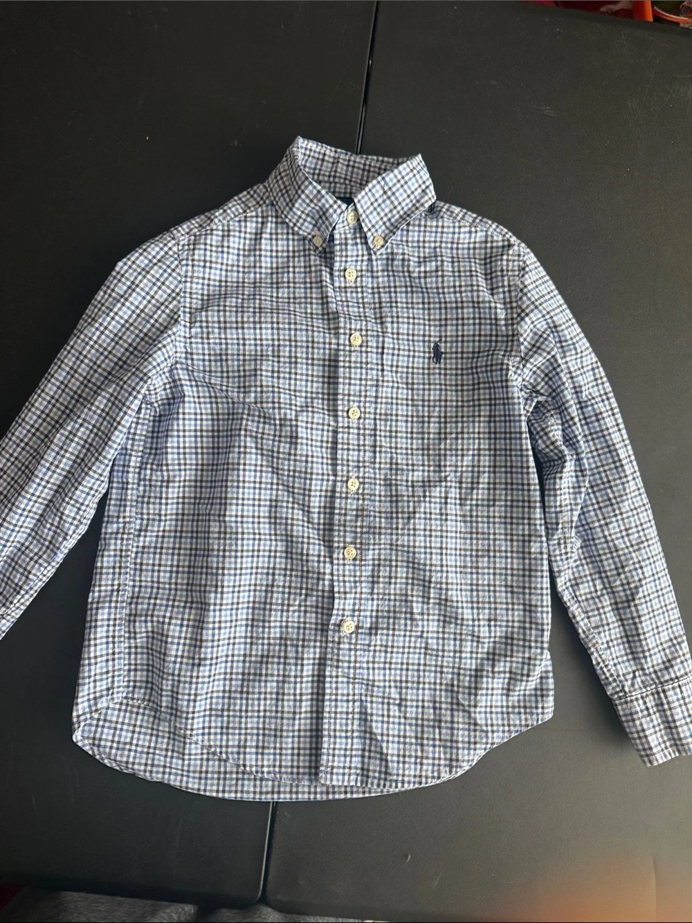 Ralph Lauren Boys' Light Blue & Navy Plaid Button-Down Shirt